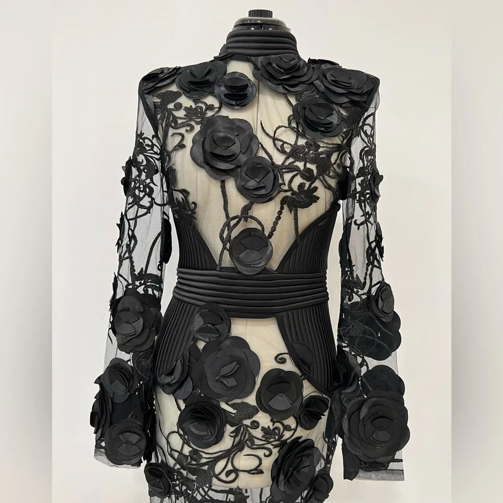 ZHIVAGO Battle Lines Floral-Embellished Vendetta Dress - Picture 3 of 10
